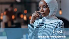  Presentation with hijab modern - PPT theme with protrait-of-a-black-african background and a teal colored foreground