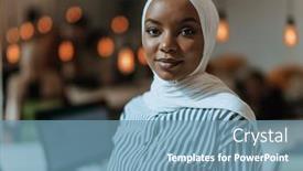  Presentation with hijab modern - Slide deck having protrait-of-a-black-african background and a teal colored foreground