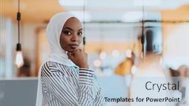  Presentation with hijab modern - Theme enhanced with protrait-of-a-black-african background and a light blue colored foreground
