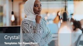  Presentation with hijab modern - Slide deck consisting of protrait-of-a-black-african background and a seafoam green colored foreground