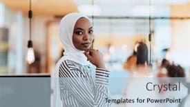  Presentation with hijab modern - Slide set enhanced with protrait-of-a-black-african background and a light blue colored foreground