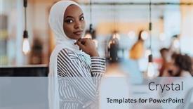  Presentation with hijab modern - Presentation theme consisting of protrait-of-a-black-african background and a light blue colored foreground