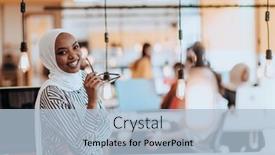  Presentation with hijab modern - Presentation design with protrait-of-a-black-african background and a light blue colored foreground