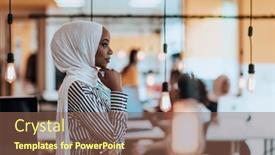  Presentation with hijab modern - Slide deck featuring protrait-of-a-black-african background and a violet colored foreground