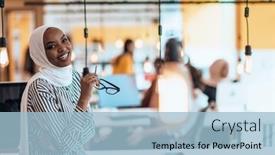  Presentation with hijab modern - Slide set having protrait-of-a-black-african background and a light blue colored foreground