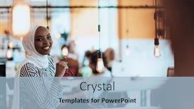  Presentation with hijab modern - Presentation theme featuring protrait-of-a-black-african background and a light blue colored foreground