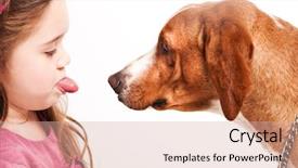  Presentation with tv show studio camera - Cool new presentation theme with protruding - girl and dog studio shot backdrop and a  colored foreground