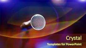 Presentation with stage - Slides consisting of protruding - public performance on stage microphone background and a tawny brown colored foreground