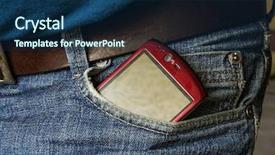  Presentation with blank - Presentation design consisting of protruding - smartphone with blank screen sticking background and a  colored foreground