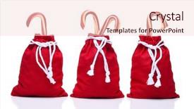  Presentation with candy canes - Slide deck featuring protruding - three red santa toy bags background and a lemonade colored foreground