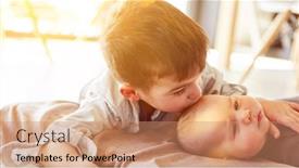  Presentation with giving - Slides consisting of proud-big-brother-giving-baby background and a coral colored foreground