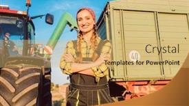  Presentation with agricultural machinery - Audience pleasing PPT layouts consisting of proud-famer-standing-in-front backdrop and a yellow colored foreground