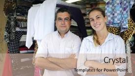  Presentation with partners - Colorful theme enhanced with proud family business partners owners backdrop and a coral colored foreground