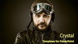  Presentation with pilot - Presentation design consisting of proud fighter pilot with hat background and a wine colored foreground