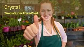  Presentation with nursery - PPT layouts consisting of proud-florist-giving-thumbs-up background and a tawny brown colored foreground