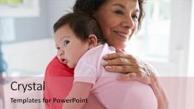  Presentation with teen mom cap and gown holding a baby - Beautiful slide set featuring proud grandmother holding baby granddaughter backdrop and a coral colored foreground