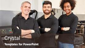  Presentation with mechanic shop - Beautiful PPT layouts featuring proud-mechanic-and-mechatronics-team backdrop and a tawny brown colored foreground