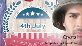  Presentation with 4th july - Cool new slide deck with proud soldier with a 4th backdrop and a coral colored foreground