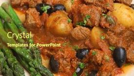  Presentation with beef - Slide set featuring provencal beef stew background and a tawny brown colored foreground