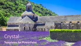  Presentation with lavander - Theme featuring provence - abbey of senanque with blooming lavander france background and a violet colored foreground