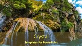  Presentation with journey - Presentation theme having provence alps france charming little waterfall on the limestone wall of the verdon gorge the journey through the water concept of ecological and active tourism background and a tawny brown colored foreground