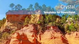  Presentation with orange colored - Audience pleasing presentation design consisting of provence-france-bizarre-brightly-colored backdrop and a teal colored foreground