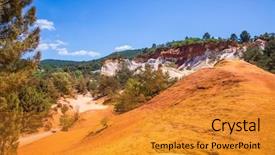  Presentation with dyes - Slides having provence red village roussillon scenic pit mining ocher - natural dyes background and a gold colored foreground