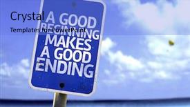  Presentation with good byes - Beautiful PPT theme featuring proverb - good beginning makes a good backdrop and a light blue colored foreground