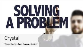  Presentation with problem solving - Amazing PPT theme having provide teachers - business man pointing the text backdrop and a  colored foreground