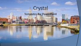  Presentation with skyline - Cool new presentation with providence rhode island city skyline backdrop and a light blue colored foreground
