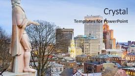  Presentation with island - Slides consisting of providence rhode island city skyline background and a light blue colored foreground