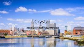  Presentation with skyline - Audience pleasing theme consisting of providence rhode island city skyline backdrop and a light blue colored foreground