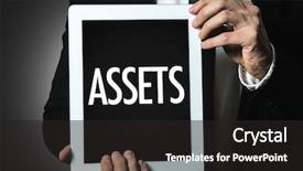  Presentation with assets - PPT theme having provident fund - assets background and a dark gray colored foreground