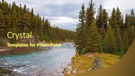  Presentation with river forest - Presentation with province-of-alberta-autumn-travel background and a tawny brown colored foreground
