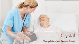  Presentation with senior citizen - Amazing slide deck having provision - nurse measuring blood pressure backdrop and a lemonade colored foreground