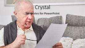  Presentation with documentation - Presentation theme featuring provision - senior as retiree holds document background and a lemonade colored foreground