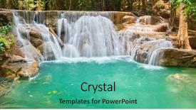  Presentation with animated waterfall - Amazing slide set having provnce - beautiful waterfall huai mae khamin backdrop and a teal colored foreground