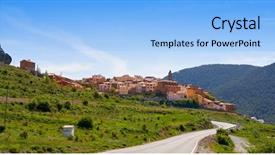  Presentation with village - Slide set having provnce - torrijas village in valencia province background and a light blue colored foreground