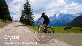  Presentation with rocky mountains - PPT layouts featuring provnce - tourist cycling in cortina d'ampezzo background and a coral colored foreground