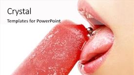  Presentation with ice cream - PPT layouts featuring provocations - picture of ice-cream lips background and a sky blue colored foreground