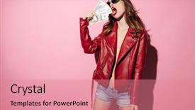  Presentation with leather and glitter - Audience pleasing slide set consisting of provocations - portrait of a provocative crazy backdrop and a coral colored foreground