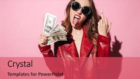  Presentation with leather - Cool new slides with provocations - portrait of an arrogant provocative backdrop and a red colored foreground