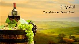  Presentation with wine green - Presentation consisting of pruduction - red wine with barrel background and a yellow colored foreground