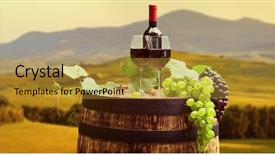  Presentation with wine green - Colorful slides enhanced with pruduction - red wine with barrel backdrop and a gold colored foreground