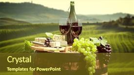  Presentation with wine green - Presentation theme having pruduction - red wine with barrel background and a  colored foreground