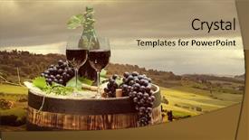  Presentation with wine green - Cool new presentation theme with pruduction - red wine with barrel backdrop and a  colored foreground