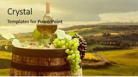  Presentation with wine green - PPT theme enhanced with pruduction - red wine with barrel background and a  colored foreground