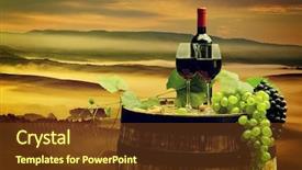  Presentation with wine green - Cool new slides with pruduction - red wine with barrel backdrop and a  colored foreground