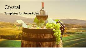 Presentation with wine green - Presentation design consisting of pruduction - red wine with barrel background and a lemonade colored foreground