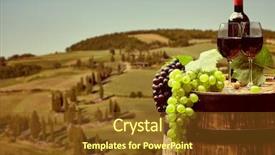  Presentation with wine green - Beautiful PPT theme featuring pruduction - red wine with barrel backdrop and a tawny brown colored foreground